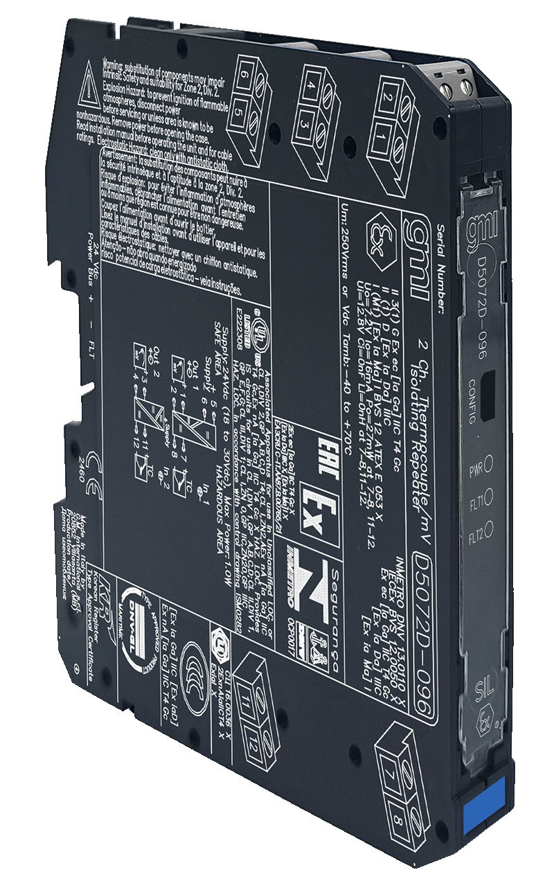 GMI D5072-096 Взрывозащищённый (I.S.) SIL2 повторитель термопар/милливольтовых сигналов.