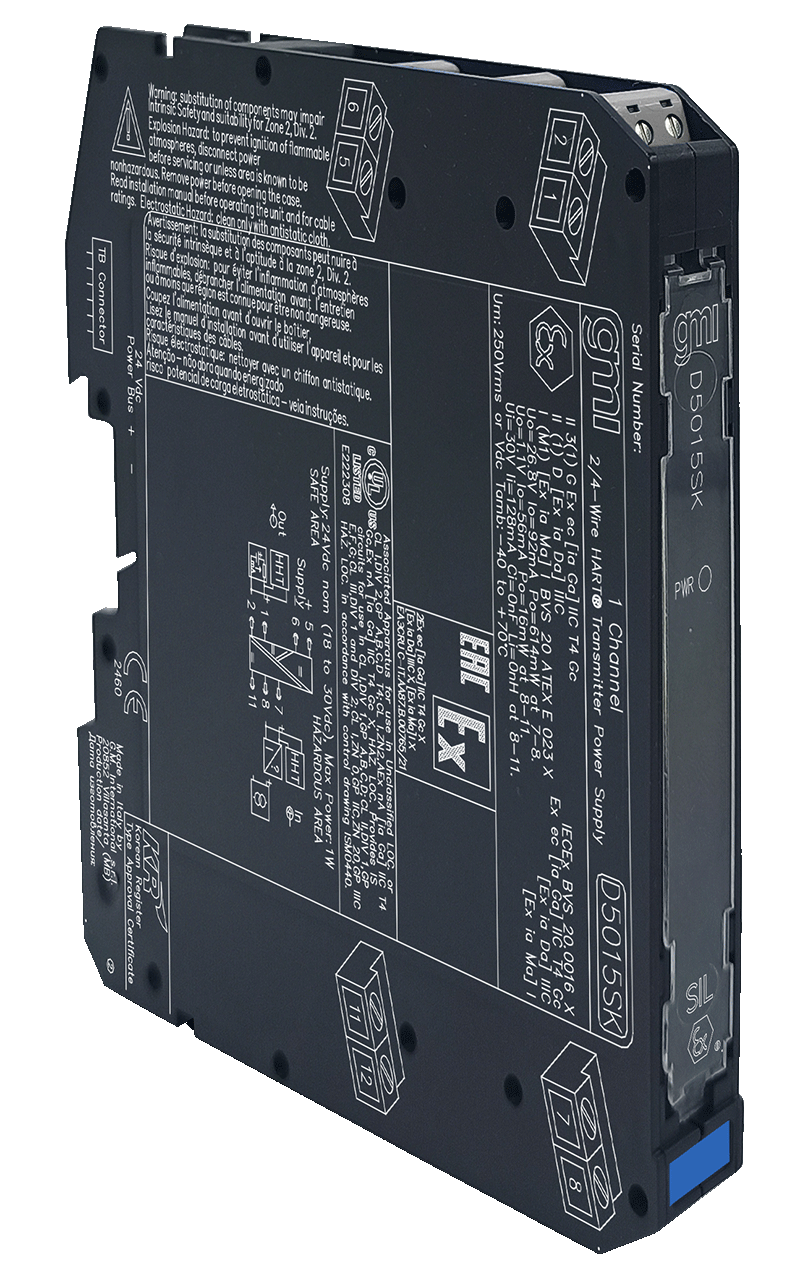 GMI D5015 SIL2 Искробезопасный повторитель источника питания для 2/4-проводных HART датчиков