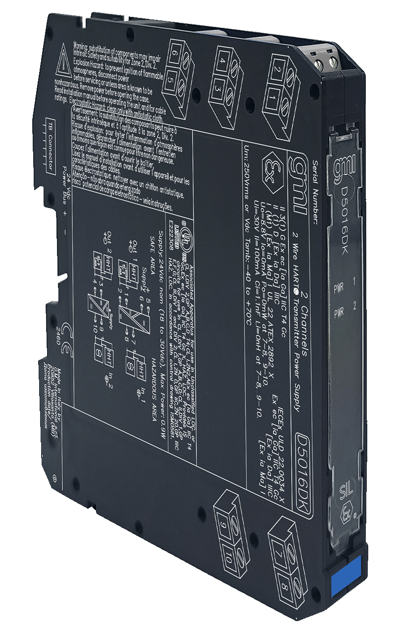 GMI D5016 SIL3 Взрывозащищённый (I.S.) повторитель тока HART передатчика с активным питанием по двум проводам