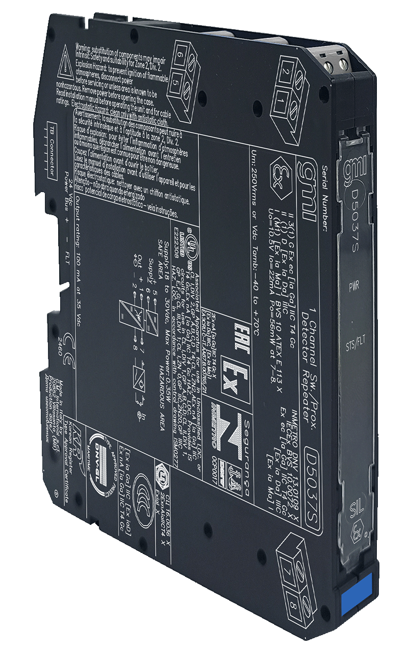 GMI D5037 SIL2 Искробезопасный повторитель состояния контакта/проксимитора с транзисторным выходом